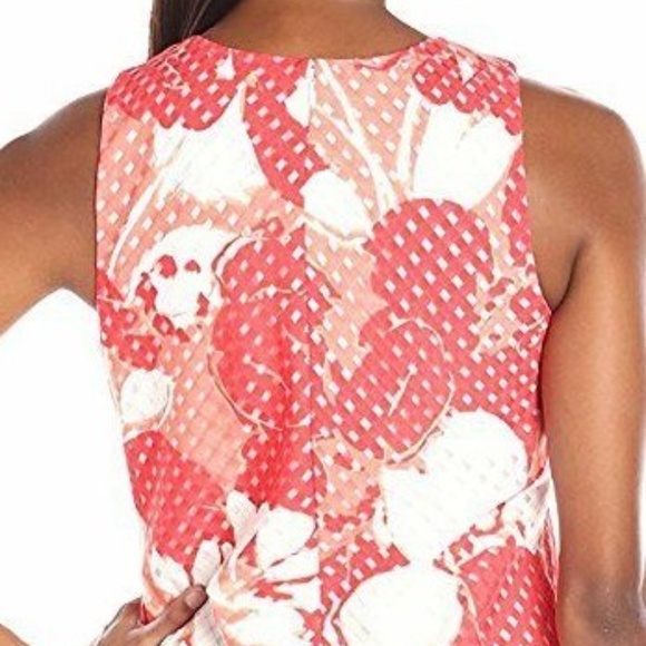 Vince Camuto Floral Shift Dress Size 10 Coral High Low Sleeveless NWT - Picture 4 of 8